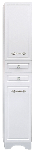 Пенал Прованс 35Н 2 двери, 2 выдвижных ящика, белый глянец: фотография 1