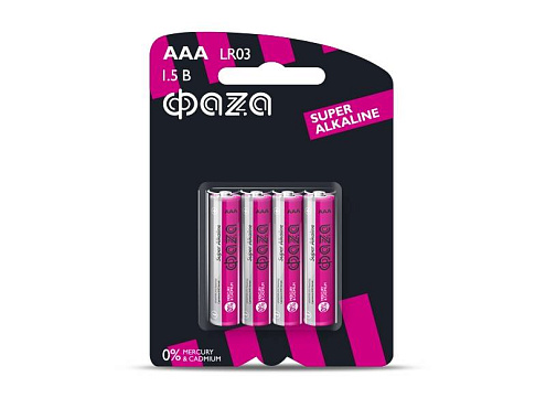 Элемент питания алкалиновый AAA/LR03 1.5В Super Alkaline BL-4 уп.4шт ФАZА 5000254: фотография 1