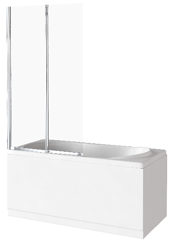 Шторка для ванны SCREEN FO-80-C-CH неподвижная часть+ открывающаяся часть, стекло 6 мм: фотография 1