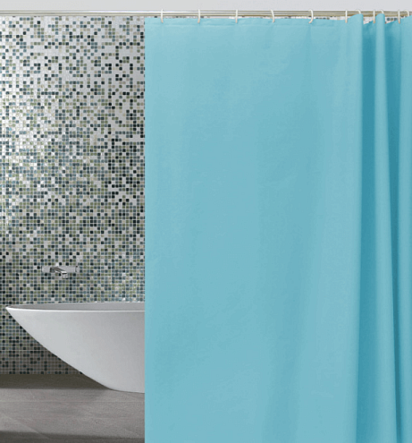 Занавеска-штора 180х180 "ZALEL" эконом 0015А Бирюзовый с кольцами: фотография 1