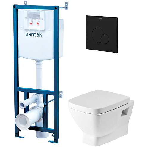 Комплект инсталляция Santek Нео 1WH501776 с подвесным унитазом, с сиденьем микролифт и черной клавишей смыва: фотография 1