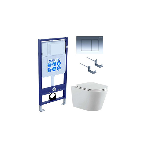 Set AQUATEK ВЕГА: рама Aquatek Standard INS-0000012 с звукоизоляционной прокладкой+крепеж KKI-0000002+кнопкаKDI-0000010+унитаз ВЕГА AQ1905-00 с крышкой-сиденьем soft-close: фотография 1