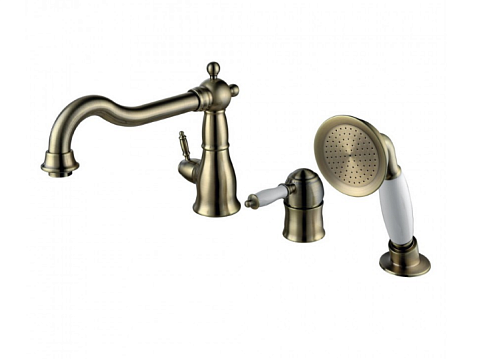 Смеситель Lemark "Вилла" LM4845B для ванны встраиваемый на 3 отверстия с аксессуарами бронза: фотография 1