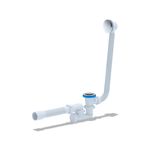 Сифон для ванны регулируемый с выпуском 1 1/2"х40 с переливом, клик-клак, с гибкой трубой 37540/50(сетка) АНИ Пласт EC255S: фотография 1