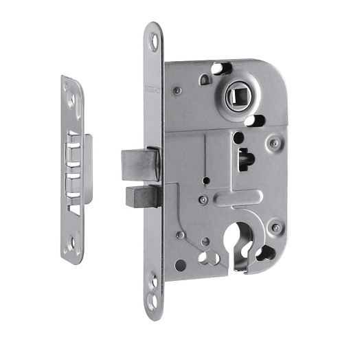 Корпус врезного замка L008 CP под цилиндр хром с ответной планкой: фотография 1