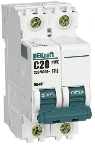 Выключатель автоматический модульный 2п C 20А 4.5кА ВА-101 SchE 11067DEK: фотография 1