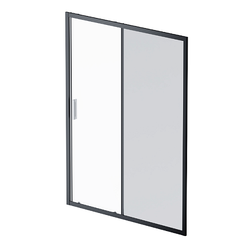 Душевая перегородка с дверью 150x195 AM.PM Gem W90G-150-1-195BG тонированное стекло, профиль черный матовый: фотография 1