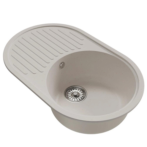 Мойка ML-GM16 овальная с крылом, белая (331), 730х460х180 мм: фотография 1