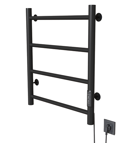 Полотенцесушитель Mixline Vega  60х50 таймер, 201 Вт, 4 перекладины, электрический черный: фотография 1