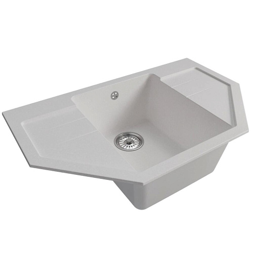 Мойка ML-GM24 угловая с крылом, ультра-белая (341), 790х490х200 мм: фотография 1