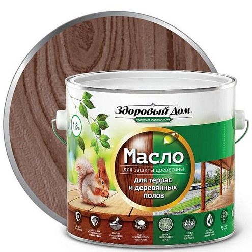 Масло для террас и деревянных полов "Здоровый Дом", Палисандр 1,8л: фотография 1