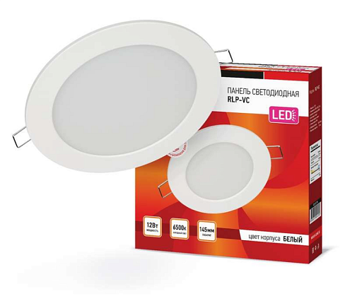 Светильник светодиодный RLP-VC 12Вт 230В 6500К 960лм 145мм IP40 панель круглая бел. IN HOME 4690612024530: фотография 1