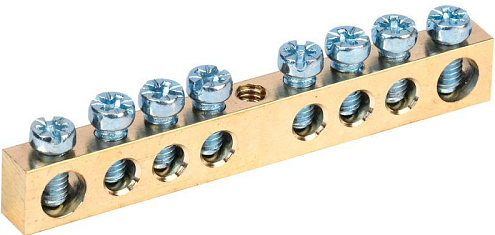 Шина PEN "земля-ноль" 6х9мм 8/1 (8 групп/крепеж по центру) IEK YNN10-08-100: фотография 1