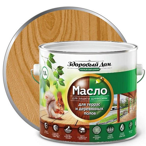 Масло для террас и деревянных полов "Здоровый Дом", Орех 1,8л: фотография 1