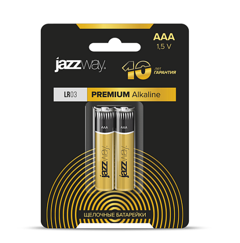Элемент питания алкалиновый AAA/LR03 1.5В Premium Alkaline BL-2 уп.2шт JazzWay 5026865: фотография 1