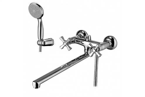 LM2512C "Бенефит" Смеситель универсальный с плоск. изл.350мм, дивертор с керамич. пласт, с аксессуар., хром: фотография 1