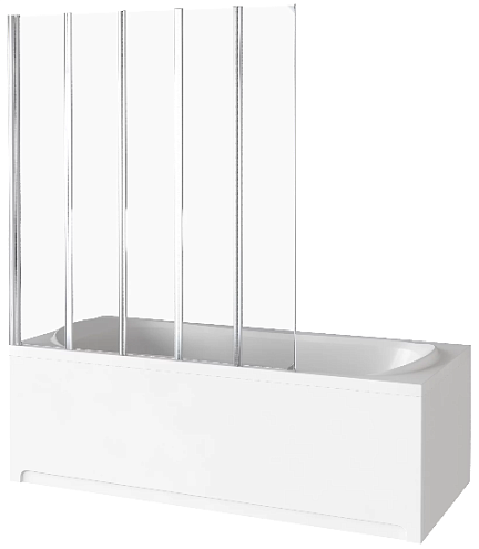 Шторка для ванны SCREEN GR5-120-C-CH 5 створок складные,стекло 5 мм: фотография 1