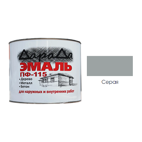 Эмаль ПФ-115 (ГОСТ 6465-76) «ДараДа», серая 1,8кг: фотография 1