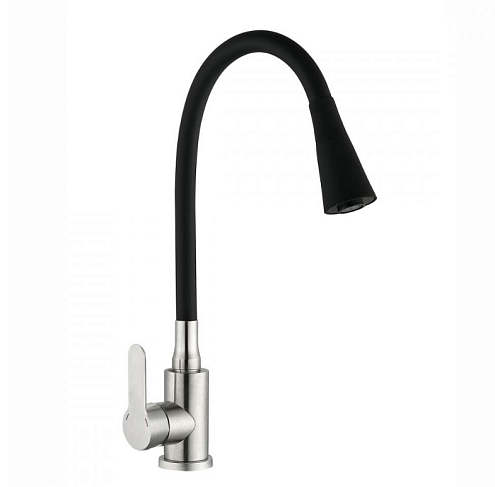 Смеситель для кухни с силиконовым изливом Садко черный 577033 Антей: фотография 1