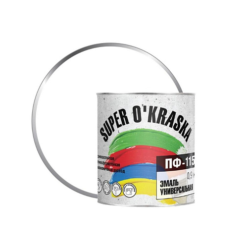 Эмаль  ПФ-115 super okraska Белый глянцевый 0,9кг: фотография 1