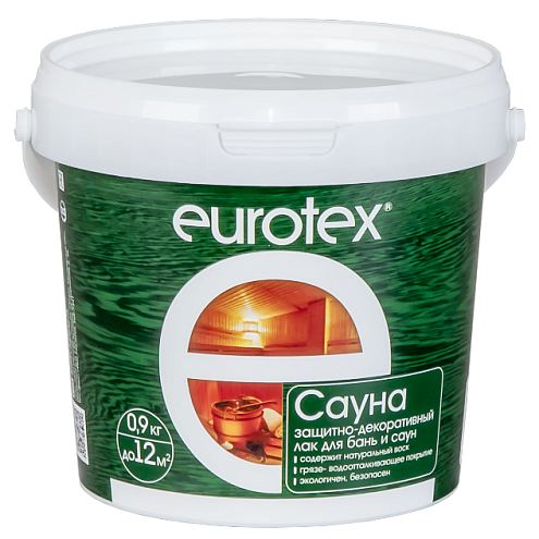 Лак защитный Eurotex Сауна, с натуральным воском, 0,9л: фотография 1