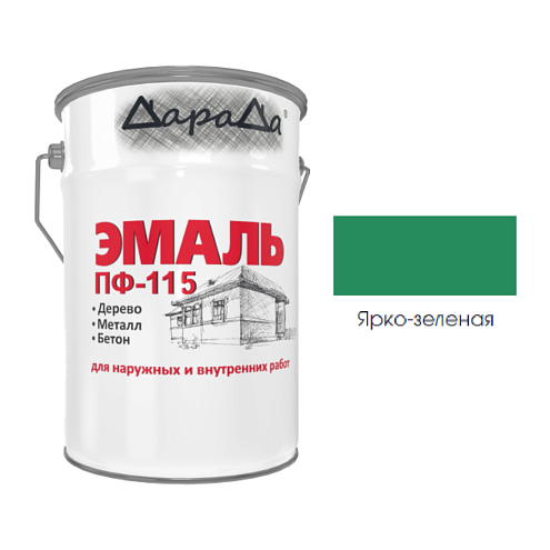 Эмаль ПФ-115 (ГОСТ 6465-76) «ДараДа», ярко-зеленая, 25кг: фотография 1