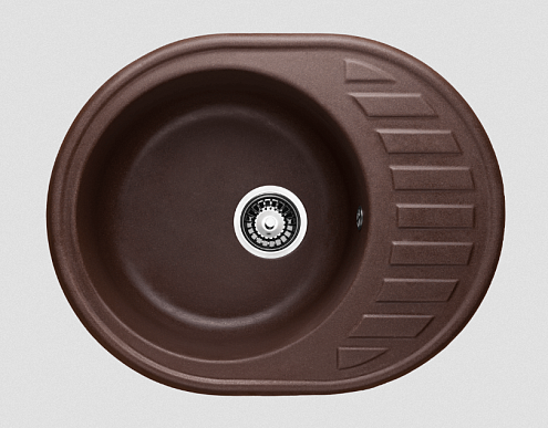 Мойка GRANICOM G-015 610х490 мм 1 чаша+ крыло овал шоколад: фотография 1