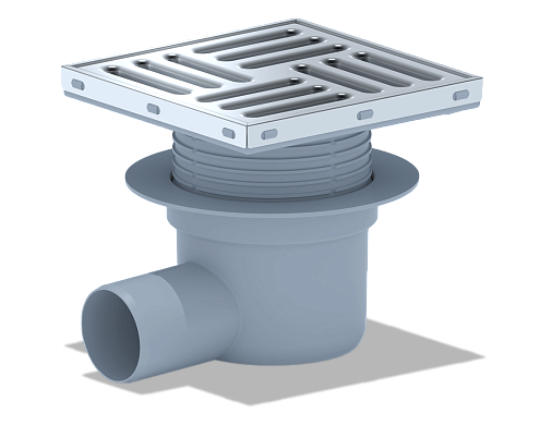 Трап для душа горизонтальный регулируемый, с сухим затвором, с решёткой из нержавеющей стали 150х150 АНИ Пласт TQ5612: фотография 1