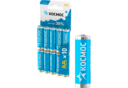 Элемент питания алкалиновый AA/LR6 10хBL уп.10шт КОСМОС KOCLR610BL: фотография 1