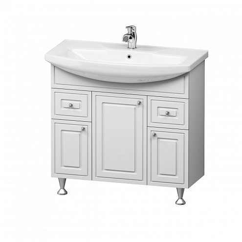 Тумба с раковиной 85 Damixa Palace One M41-FSX0853WG-WCC085 напольная белый глянец: фотография 1