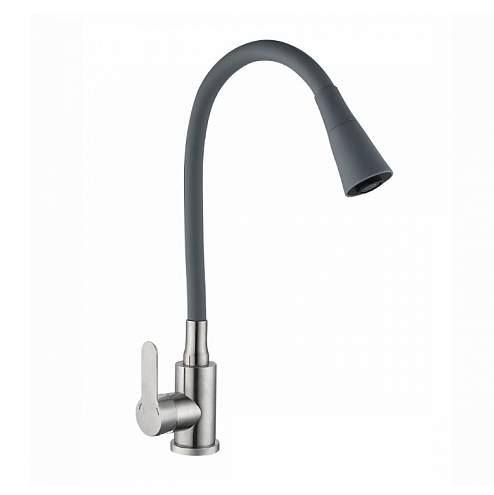 Смеситель для кухни с силиконовым изливом Садко серый 577032  Антей: фотография 1