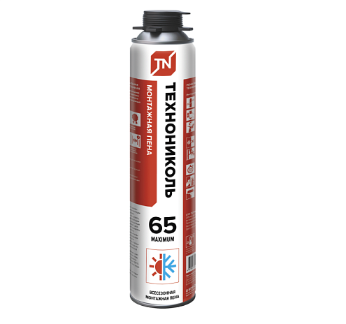 Пена монтажная ТехноНиколь 65 MAXIMUM, всесезонная, 1000мл: фотография 1