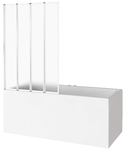 Шторка для ванны  SCREEN GR4-100-G-WE 4 створки складных, стекло 4 мм: фотография 1