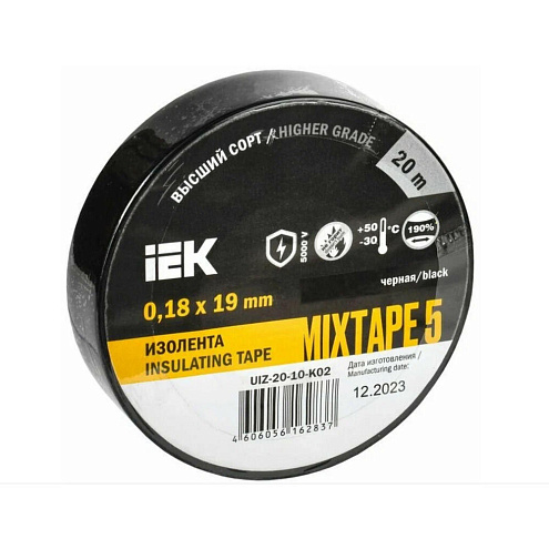 Изолента MIXTAPE 5 0,18х19мм черная 20м IEK UIZ-20-10-K02: фотография 1