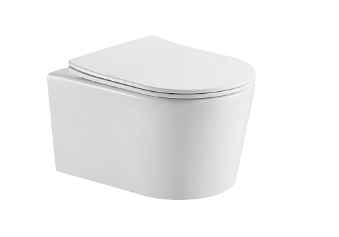 Унитаз подвесной безободковый Aquatek Оберон AQ1363WT-00, сиденье легкосъемное с микролифтом, смыв Торнадо: фотография 1