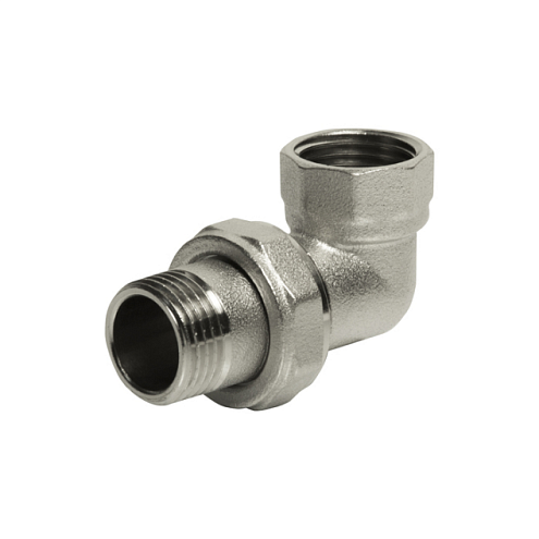 Соединитель латунный угловой 1/2" (американка) ВН никелированный STI: фотография 1