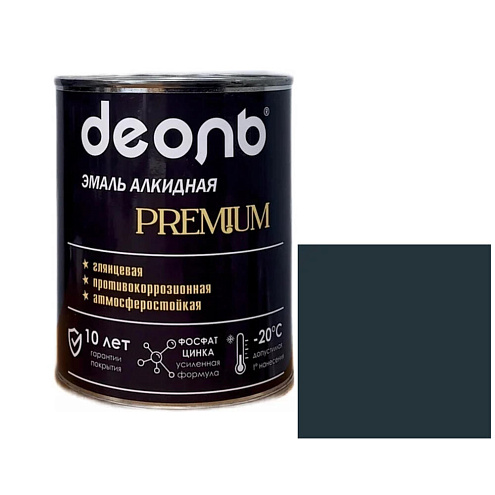 Антикоррозионная глянцевая эмаль PREMIUM ДЕОЛЬ Графит RAL 7024 0,75л : фотография 1