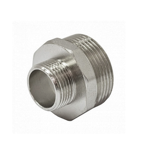 Ниппель латунный переходной 1"х1/2" НН никелированный STI: фотография 1