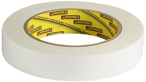 Двустронняя лента 25х5м, вспененная основа, белая Stayer: фотография 1