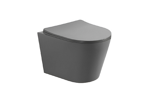 Унитаз подвесной безободковый Aquatek Вега AQ1905-MG 525х360х320, серый матовый, с сиденьем Soft Close: фотография 1