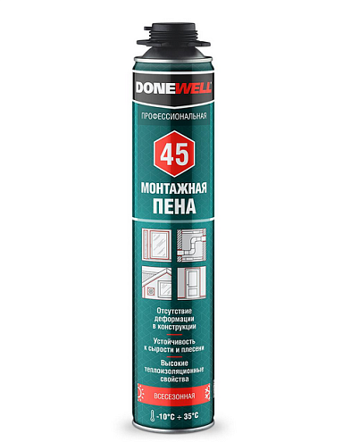 Пена монтажная DONEWELL PROFF 45, всесезонная: фотография 1
