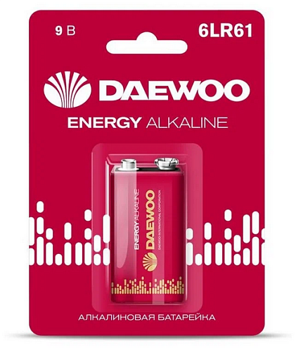 Элемент питания алкалиновый "крона" 6LR61 9В Energy Alkaline 2021 BL-1 DAEWOO 5029729: фотография 1