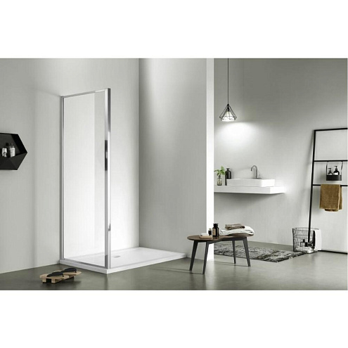 Неподвижная душевая стенка для комбинации с дверью 800x2000, профиль хром, стекло прозрачное : фотография 1
