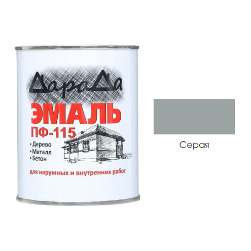 Эмаль ПФ-115 (ГОСТ 6465-76) «ДараДа», серая 0,8кг: фотография 1