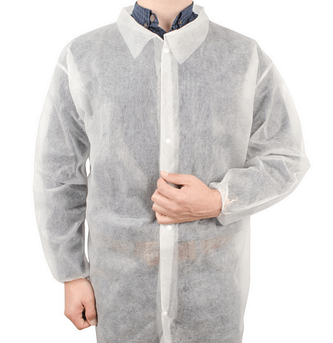 Халат защитный 135х110см, размер XXL, белый, спанбонд,  A.D.M.: фотография 1