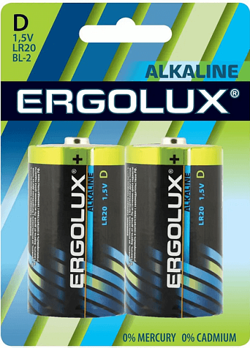Элемент питания алкалиновый D/LR20 1.5В Alkaline BL-2  уп.2шт Ergolux 11752: фотография 1
