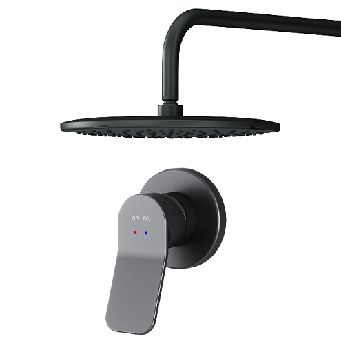 FB85A2R002 X-Joy, набор: см-ль д/душа, верхний душ 220 мм, держатель д/верхн.душа, черный, шт.: фотография 1