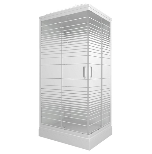 Душевая кабина  "Квадро 100х80 А" прямоугольная, низкий поддон, Белый, Полосы, ДН4 : фотография 1