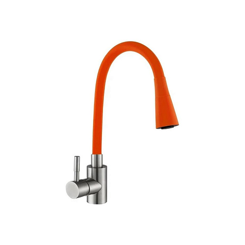 Смеситель д/кухни шар. с силиконовым изливом Мармелад оранжевый 572578 нерж.сталь Антей 1/10: фотография 1