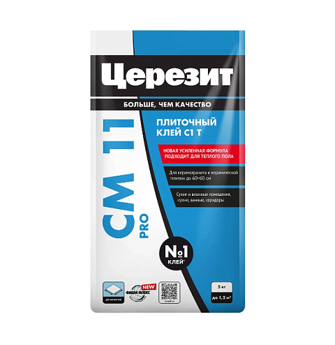 Клей для плитки и керамогранита Церезит CM 11 PRO, класс С1 Т 5кг: фотография 1